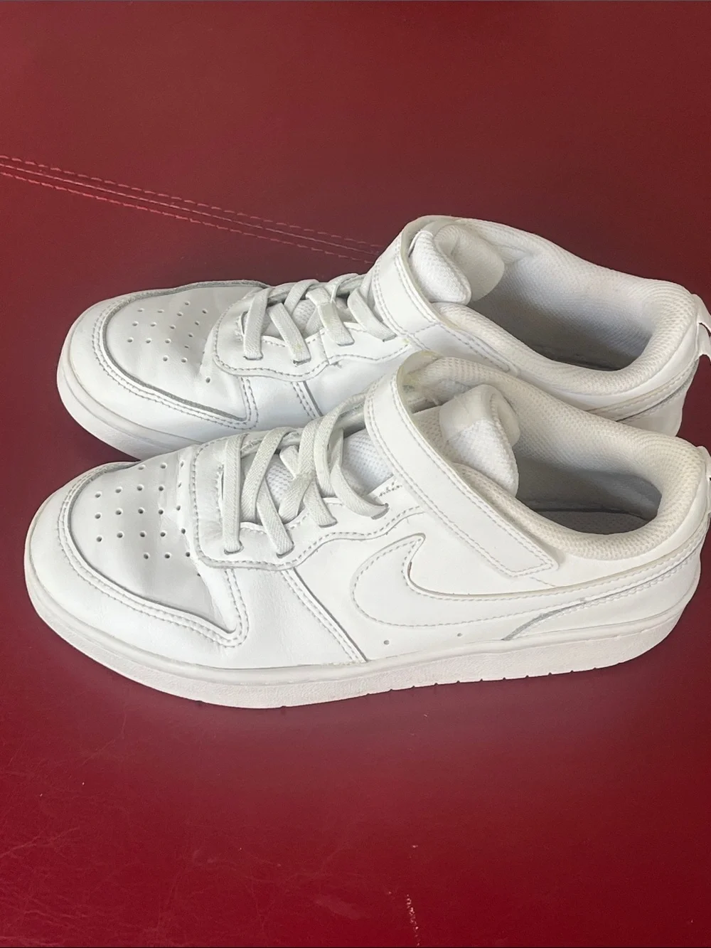 Like New Nike Kids Air Force One All-White Velcro Low EasyOn Sneakers Sz 2.5Y